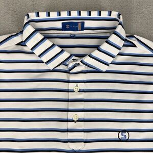 Stitch Golf Polo Shirt Mens M/L Blue White Performance Stretch Travel Preppy